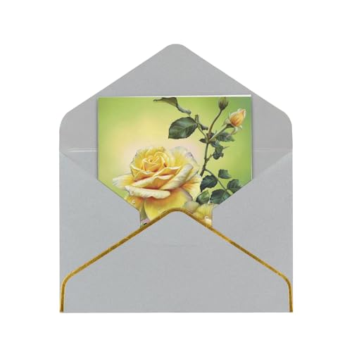 Gold Edge Pepa Gelbe Rose Grußkarten, Dekorative Grußkarten mit Umschlägen, Umschlag-Sets, Weihnachtsgrußkarten-Umschläge von KLMELLMDE