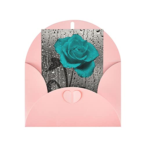 Pepa Holiday Teal Gray Rose Flower Cards, Blank Cards And Envelopes Envelope Set, For Adults And Children Christmas Cards von KLMELLMDE