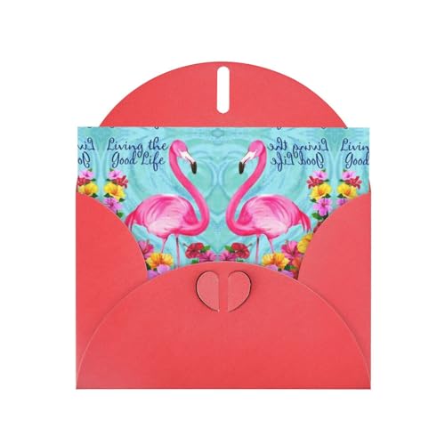 Weihnachtliche Flamingo-Blumen-Karten mit passenden Umschlägen, Perlpapier-Urlaubskarten, geeignet für Hochzeiten, Festivals, Business, Geschenkkarten, Abschlussfeiern usw. von KLMELLMDE