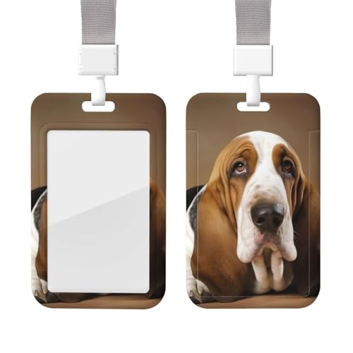 Ausweishalter mit Umhängeband, vertikaler Ausweishalter, Namensschild, Basset Hound Badge Holder mit transparentem Fenster, Ausweishalter für Krankenschwester, Arzt, Bürobedarf von KLOPH