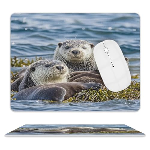 Gaming-Mauspad, Motiv: Sea Otter Familie, bedruckt, niedliches Mauspad, wasserdichtes Mauspad, geeignet für Laptops und Mäuse von KLSVTMEA