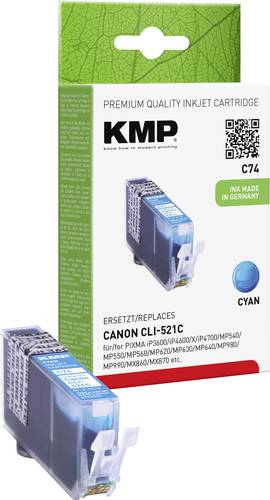 KMP Druckerpatrone ersetzt Canon CLI-521C Kompatibel Cyan C74 1510,0003 von KMP