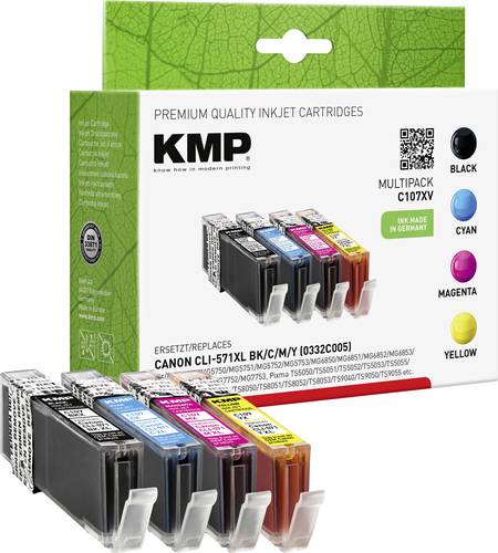 KMP Druckerpatrone ersetzt Canon CLI-571BK XL, CLI-571C XL, CLI-571M XL, CLI-571Y BL Kompatibel Komb von KMP