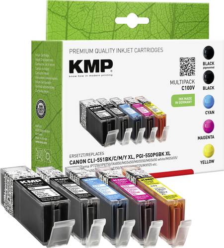 KMP Druckerpatrone ersetzt Canon PGI-550PGBK XL, CLI-551BK XL, CLI-551C XL, CLI-551M XL, CLI551Y XL von KMP