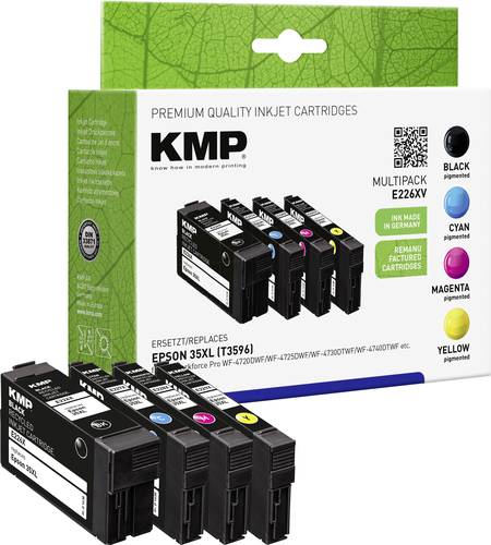 KMP Druckerpatrone ersetzt Epson 35XL, T3596, T3591, T3592, T3593, T3594 Kompatibel Kombi-Pack Schwa von KMP