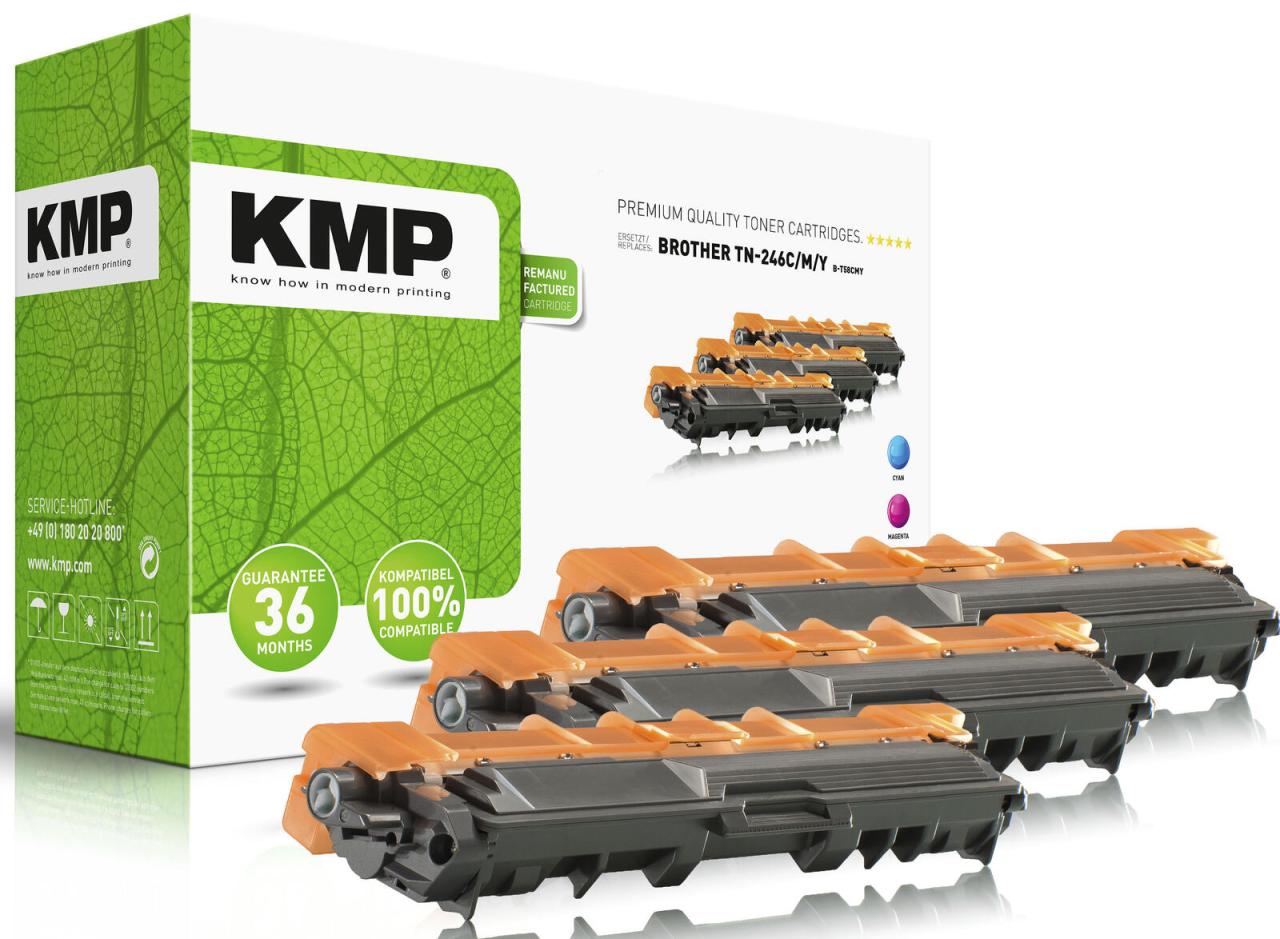 KMP Toner 1248,3030 cyan, magenta, gelb kompatibel zu brother TN-246C/M/Y, 3e... von KMP