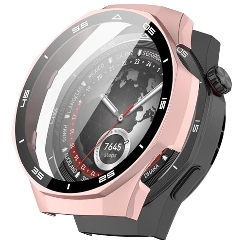 KNOXS Hard Hülle Kompatibel mit Huawei Watch GT 5 Pro 46mm, HD PC Stoßfest Rundum Schutzhülle Ultradünne Gehäuse mit Kratzfest Displayschutz (Roségold) von KNOXS