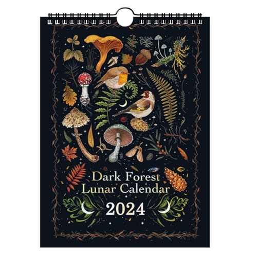 KOAHDE Dark Forest Mondkalender, Hexenkalender, Wandkalender, Mondkalender, 2024-Kalender, bunt, Kalender 2024, Wasserink-Wandkalender, Hängekalender mit 12 Original-Illustrationen von KOAHDE