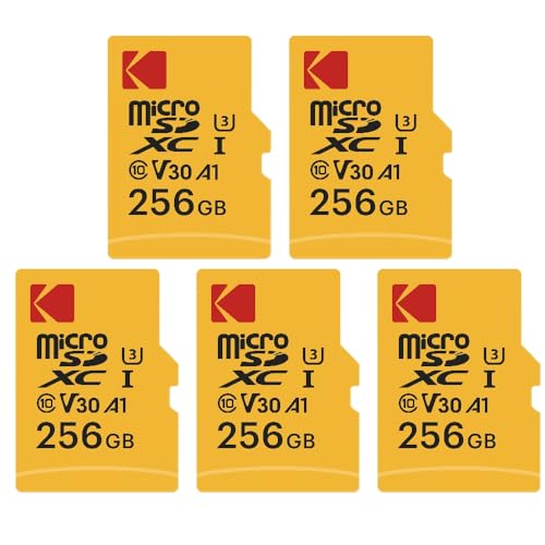 KODAK 5 Stück Micro-SD-Speicherkarten – 256 GB, Klasse 10, hohe Leistung, mit Adapter von KODAK