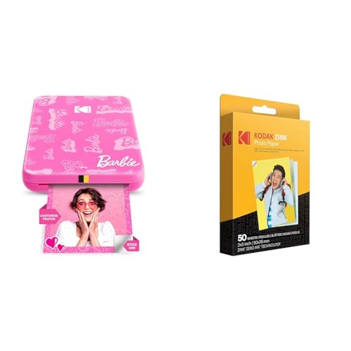 KODAK Barbie x Step Slim – kabelloser mobiler Sofortbilddrucker 2 x 3 Zoll Premium-Fotopapier (50 Blatt) von KODAK