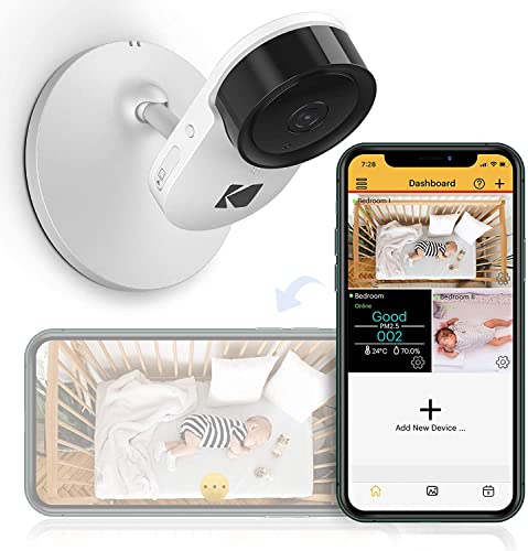 KODAK Cherish C120 Babykamera mit mobiler App, hochauflösende Baby-Kamera, mit Möglichkeit zum Zoomen aus der Ferne, Zwei-Wege-Audio von KODAK