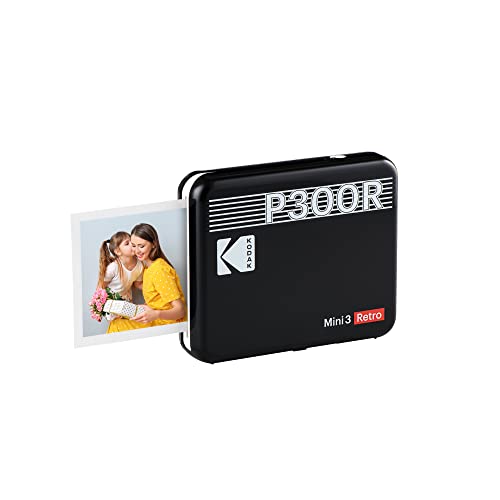 KODAK Mini 3 Retro 4PASS Mobiler Fotodrucker (7,6x7,6cm) - Schwarz von KODAK