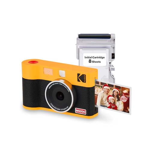 KODAK Mini Shot 2 ERA 4PASS 2-in-1 Sofortbildkamera und Fotodrucker (5,3x8,6cm) (Fotodrucker + 8 Blatts, Gelb) von KODAK