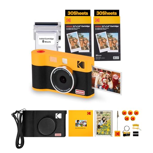 KODAK Mini Shot 2 ERA 4PASS 2-in-1 Sofortbildkamera und Fotodrucker (5,3x8,6cm) Fotodrucker + Gift Paket+ 8 Blatt im Lieferumfang enthalten + 60-Blatt-Patrone, Gelb von KODAK