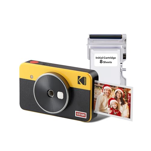 KODAK Mini Shot 2 Retro 4PASS 2-in-1 Sofortbildkamera und Fotodrucker (5,3x8,6cm) + 8 Blatts, Gelb von KODAK