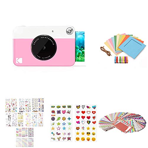 KODAK PRINTOMATIC Digitale Sofortbildkamera, Vollfarbdrucke auf Zink 2x3-Fotopapier mit Sticky-Back-Funktion - Drucken Sie Memories Sofort (Rosa), Starter Bundle von KODAK