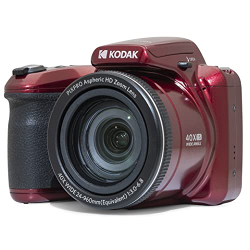 KODAK Pixpro Astro Zoom AZ405 – Digitalkamera Bridge Zoom, X40 Zoom, 24 mm Weitwinkel, 20 Megapixel, LCD 3, Full HD 1080p, OIS, AA-Batterie – Rot von KODAK