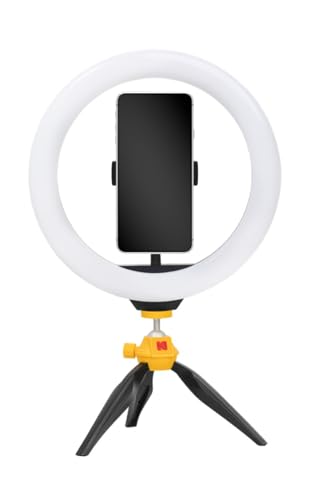 Kodak Selfie LED Ringlicht mit Stativ für alle Smartphones (25cm Durchmesser, Verstellbare Helligkeit und Farbbalance, 1600 Lumen, Perfekt für Instagram, Snapchat, Tik Tok und Co.), SL001 von KODAK