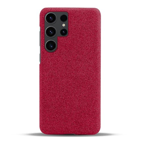 KOMISS Schutzhülle für Samsung Galaxy S24 Ultra/S23, schlankes Design, elegantes Stoffmuster, weiches TPU, stoßfest, Schutzhülle (s23ultra, Rot) von KOMISS