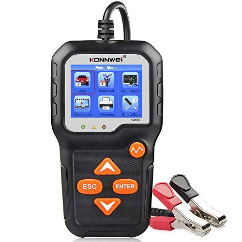 KONNWEI KW650 6V 12V KFZ Batterietester Ladesystem Analysator Farb-LCD-Display Lichtmaschine Batterieladetester für Motorrad-LKW SUV-Bootsjachtbatterien von KONNWEI