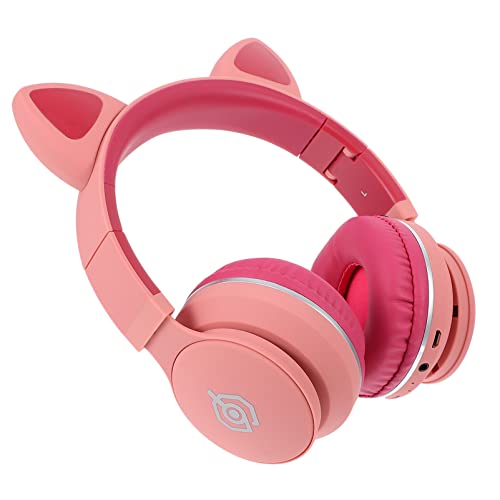 KONTONTY 1Stk Kopfhörer mit Katzenohren Kinderkopfhörer Cartoon-Kopfhörer kopfhörer für Headphones LED-Kopfhörer Cartoon-Studenten-Headset Kabelloser Cat-Ear-Kopfhörer Abs Rosa von KONTONTY