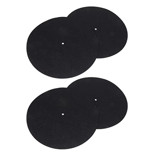 KONTONTY 4 Stück Schallplattenmatte für Plattenspieler Anti-Schallplattenmatte Disc-Matte Vinyl Reinigung Vinyl zubehör drehteller Scheibenschutzmatte Schutzmatte aufzeichnen gefühlt Black von KONTONTY