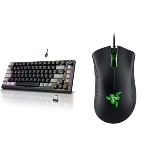 KOORUI Mechanisch Tastatur, Gaming Tastatur Kabellos & Razer DeathAdder Essential (2021) - Essentielle Gaming-Maus mit optischem 6.400-DPI-Sensor von KOORUI