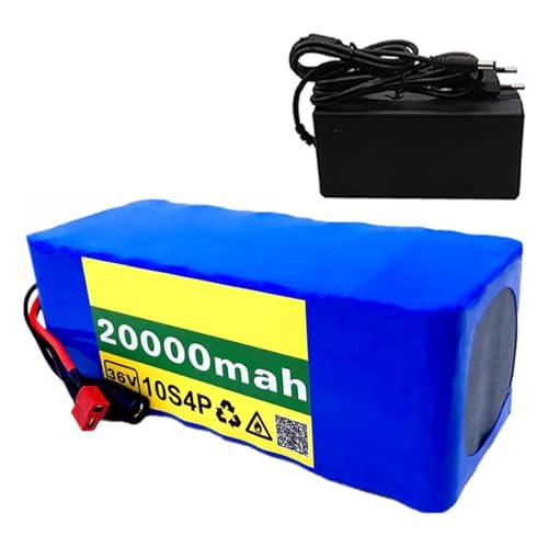 36V 20Ah Elektrofahrrad Li-Ion Akku Pack Hochleistung mit BMS und 42V 2A Ladegerät, Anderson Stecker, für 350/500/750/1000W Elektrofahrrad/Scooter Motor (T) von KOQAWSC