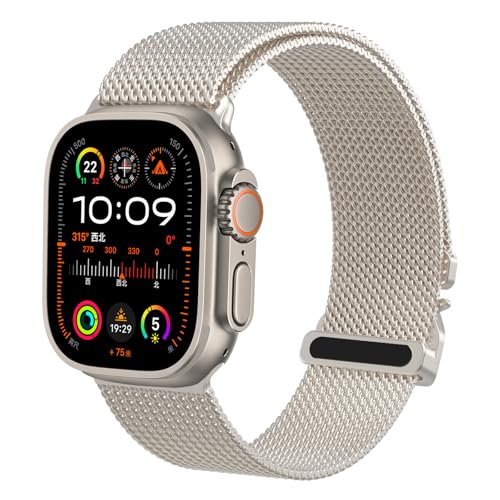 KOQQQ Original Milanese Armband (2024) Kompatibel mit Apple Watch Armband 46mm 49mm 45mm 44mm, Milanese Mesh Loop Metall band für Ultra 2/Ultra, iWatch Serie 10/9/8/7/6/5/4 für Herren Damen von KOQQQ