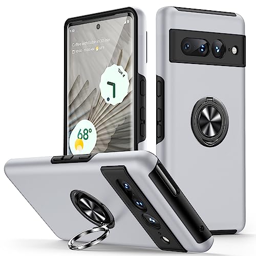 KOVASIA für Google Pixel 7 Pro Hülle mit Ständer, Handyhülle für Google Pixel 7 Pro Unterstützung Magnetische Autohalterung, Stoßfest Schutzhülle Kratzfest Bumper Hülle für Pixel 7 Pro,Silber von KOVASIA