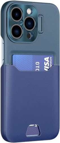 KPMWPRMG Schutzhülle für iPhone 14Pro Max/14 Pro/14 Plus/14, PU-Leder, mit Kartenfach und verstecktem Ständer (14, Blau 2) von KPMWPRMG