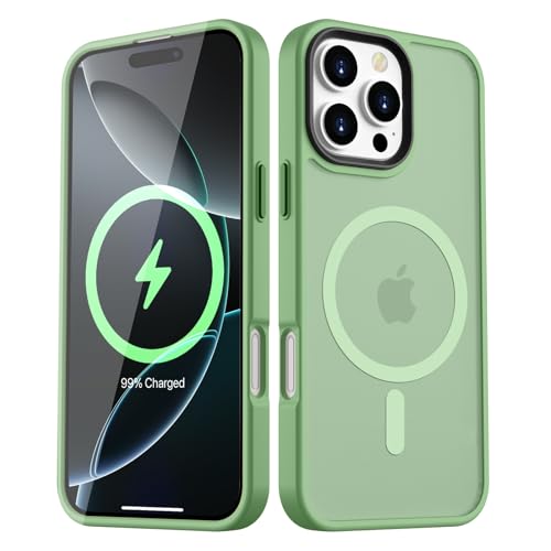 KPPIT Magnetisch für iPhone 16 Pro Max Hülle für MagSafe,[TOP Magnetische Adsorption] Schutzhülle durchscheinend Matt,[Militärschutz] Anti-Kratzen Handyhülle für iPhone 16 Pro Max Case, Matcha Grün von KPPIT