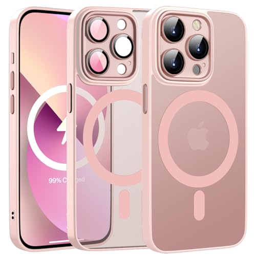 KPPIT für iPhone 13 Pro Hülle für MagSafe mit Kameraschutz,Stoßfeste Kratzfeste Handyhülle iPhone 13 Pro 6,1 Zoll,[Militärnorm Sturzschutz] Matt Transluzente Schutzhülle iPhone 13 Pro case,Rosa von KPPIT