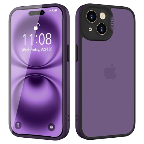 KPPIT Hülle für iPhone 15 Hülle 6,1 Zoll,Stoßfestes Handyhülle iPhone 15 Vollständiger Kameraschutz Schutzhülle,Anti-Kratzer Transparent Rückseite iPhone 15 case,Dunkelviolett von KPPIT