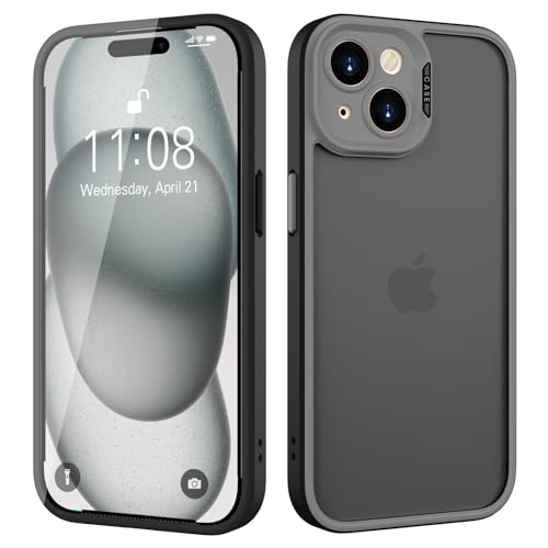 KPPIT Hülle für iPhone 15 Hülle 6,1 Zoll,Stoßfestes Handyhülle iPhone 15 Vollständiger Kameraschutz Schutzhülle,Anti-Kratzer Transparent Rückseite iPhone 15 case,Schwarz von KPPIT