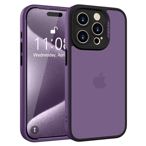 KPPIT für iPhone 15 Pro Hülle,Militärnorm Schutz Handyhülle iPhone 15 Pro,[Premium Silikon] Vollständiger Kameraschutz,Anti-Kratzer Transparent Rückseite Schutzhülle iPhone 15 Pro case,Dunkelviolett von KPPIT