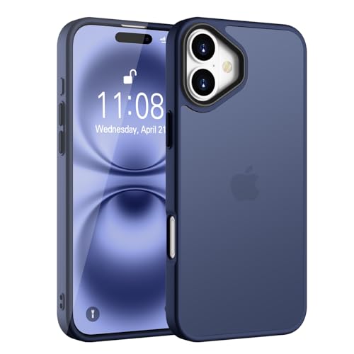 KPPIT für iPhone 16 Plus Hülle 6,7 Zoll,[TOP Militärschutz] Handyhülle,Minimalistische Transluzente Matte Schutzhülle Extrem Haltbarkeit Hülle iPhone 16 Plus Case Silikon Stoßfest, Blau von KPPIT