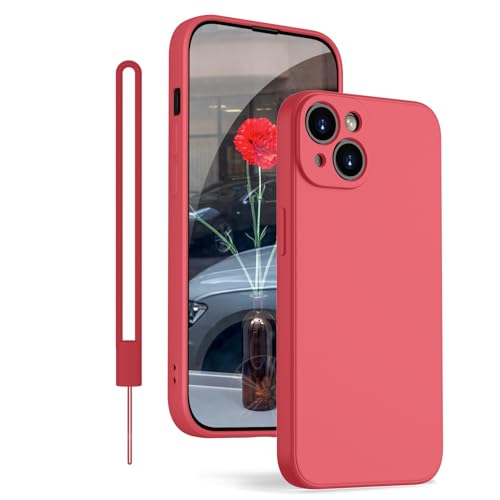 KPPIT iPhone 14 Hülle Silikon Case,Hanyhülle iPhone 14 [Kameraschutz] [Mikrofaser] [Kratzfeste] Rundumschutz Case Schutzhülle Hülle für iPhone 14(6.1 Zoll) Kamelie Rot von KPPIT