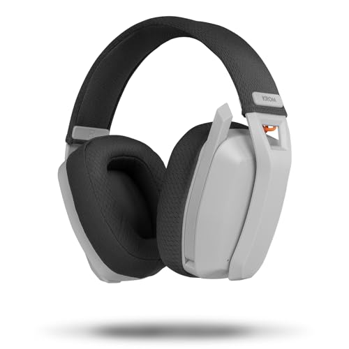 KROM Kanji - Kabelloses Headset, Bluetooth 5.3, 2,4 GHz oder USB-Anschluss, 40-mm-Lautsprecher, integrierter Lautstärkeregler und Mikrofon, Verstellbarer und Leichter Kopfbügel, weiß von KROM