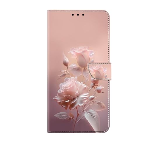 Blumen Lederhülle für iPhone 7/iPhone 6 Hülle, Flip Wallet Handyhülle Premium Leder Tasche Case Magnetische Klappbare Kartenfächern Schutzhülle für iPhone 7/iPhone 6, Rose von KRjcsfhy