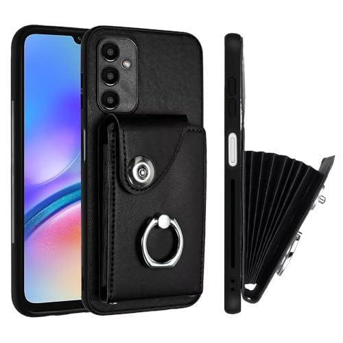 Handyhülle für Samsung Galaxy S25 Ultra Hülle Case, für Samsung Galaxy S25 Ultra Tasche mit Kartenfach Magnetic Ring Ständer Flip Leder Schutzhülle für Samsung Galaxy S25 Ultra, schwarz von KRjcsfhy