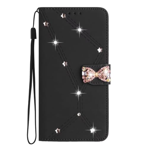 Handyhülle für Xiaomi 14T 5G Hülle 3D Glitzer Diamant Schmetterling PU Leder Tasche Handytasche Flip Case Cover Schutzhülle Ständer Klapphülle Schale Bumper Magnet Clip Deckel,schwarz von KRjcsfhy