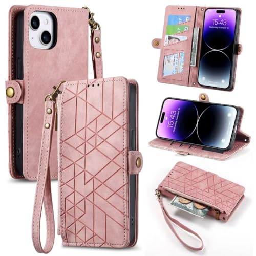 Hülle Case für Ulefone Note18 Ultra, Reißverschluss Handyhülle PU Leder Klapphülle Silikon Bumper mit Kartenfächer Standfunktion Trageband Schutzhülle Wallet Case für Ulefone Note18 Ultra, Rosa von KRjcsfhy