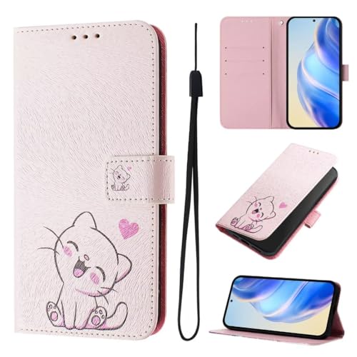 KRjcsfhy Handyhülle für Wiko T60Hülle, Flip Lederhülle Stylische Tasche Flip Case Handytasche Magnet Klapphülle Kartenfach Schutzhülle für Wiko T60,Niedliche Katze von KRjcsfhy