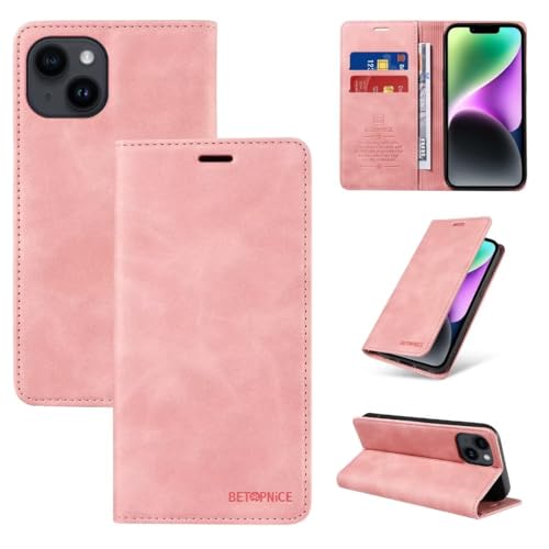 KRjcsfhy für Oppo Reno 13 Pro 5G Hülle Premium Leder Kartenfach Klappbar Handyhülle für Oppo Reno 13 Pro 5G Handytasche Flip Case Cover Schutzhülle Stoßfest Klapphülle, Rosa von KRjcsfhy