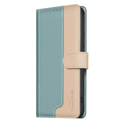 Lederhülle für Xiaomi Poco C55/Xiaomi Redmi 12C Hülle Leder Flip Case Tasche für Xiaomi Poco C55/Xiaomi Redmi 12C Wallet Handyhülle Kunstleder Book Schutzhülle Handytasche Kartenfach Ständer Etui grün von KRjcsfhy