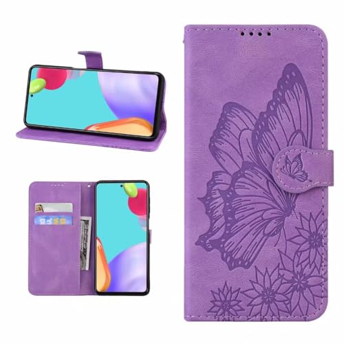 Lederhülle für iPhone 16 Schmetterling Hülle Wallet Book Case Cover Premium PU Leder Handyhülle Tasche Flipcase Schutzhülle Handytasche Skin Ständer Klapphülle Schale Bumper lila von KRjcsfhy