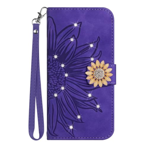 für Samsung Galaxy S25 Plus Handyhülle Kompatibel mit Samsung Galaxy S25 Plus Glitzer Sonnenblume Hülle Flip Lederhülle, Handyhülle Book Case PU Leder Tasche Case und Magnet Kartenfach Schutzhülle von KRjcsfhy