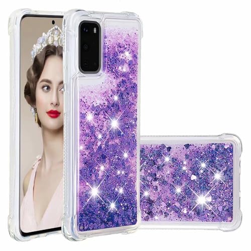 für iPhone 16 hülle Glitzer, Handyhülle iPhone 16, Flüssig Treibsand Glitter Gradient Quicksand Weich TPU Bumper Silikon Schutzhülle für iPhone 16 Dunkellila von KRjcsfhy