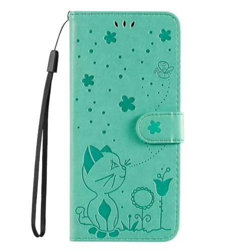 iPhone 16 Hülle Case Kompatibel mit iPhone 16 HandyHülle Geschäft PU Leder Wallet Flipcase Schutzhülle Brieftasche Flipcover Ständer Magnetverschlusss Kartenfach Handytasche für iPhone 16 Grün von KRjcsfhy